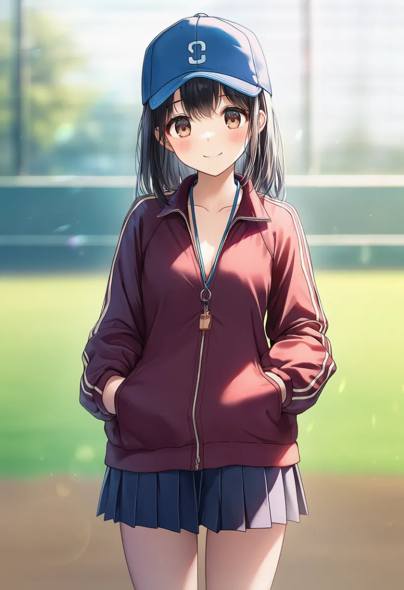 ジャージと制服ミニスカート（野球部マネージャーの服装）｜AIイラストとプロンプト紹介