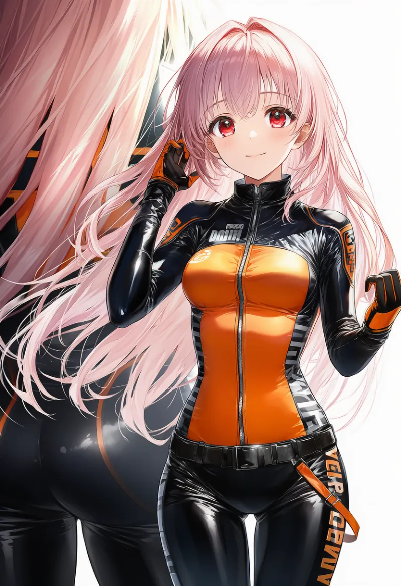 ベルト付きのバイクスーツのプロンプトとAIイラスト