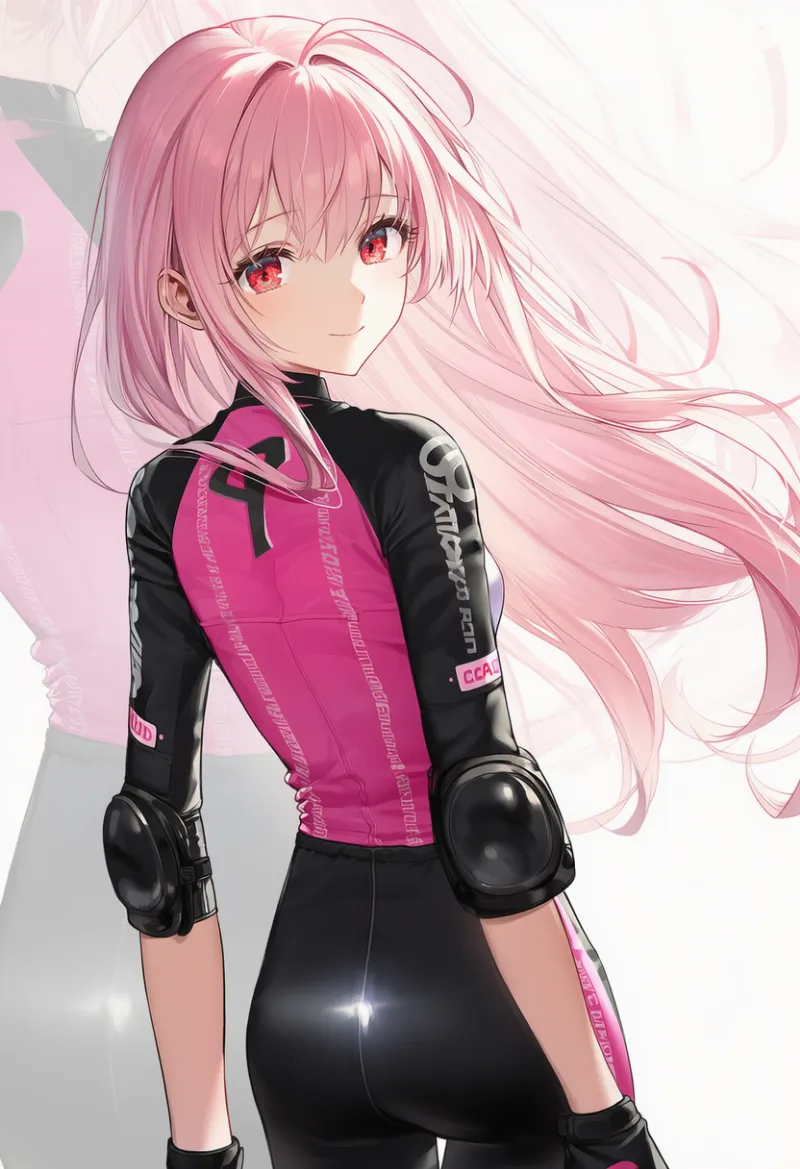 肘パッド付きのバイクスーツのプロンプトとAIイラスト