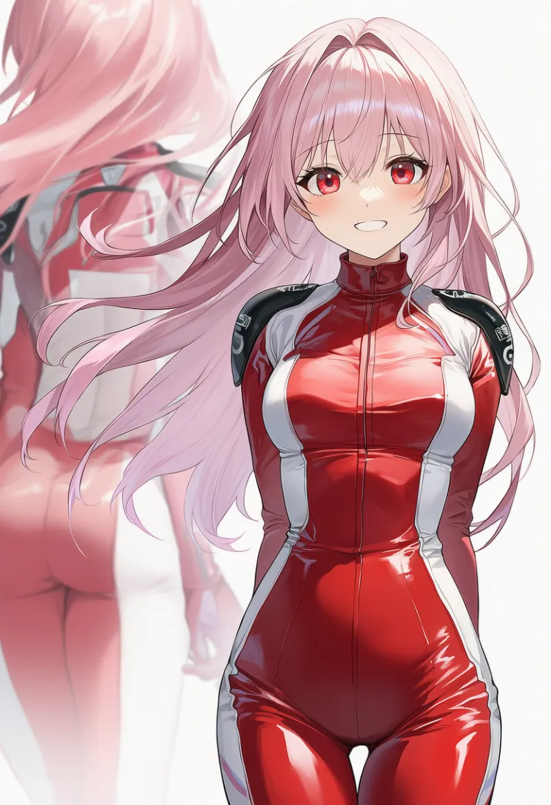 ショルダーパッド付きのバイクスーツのプロンプトとAIイラスト