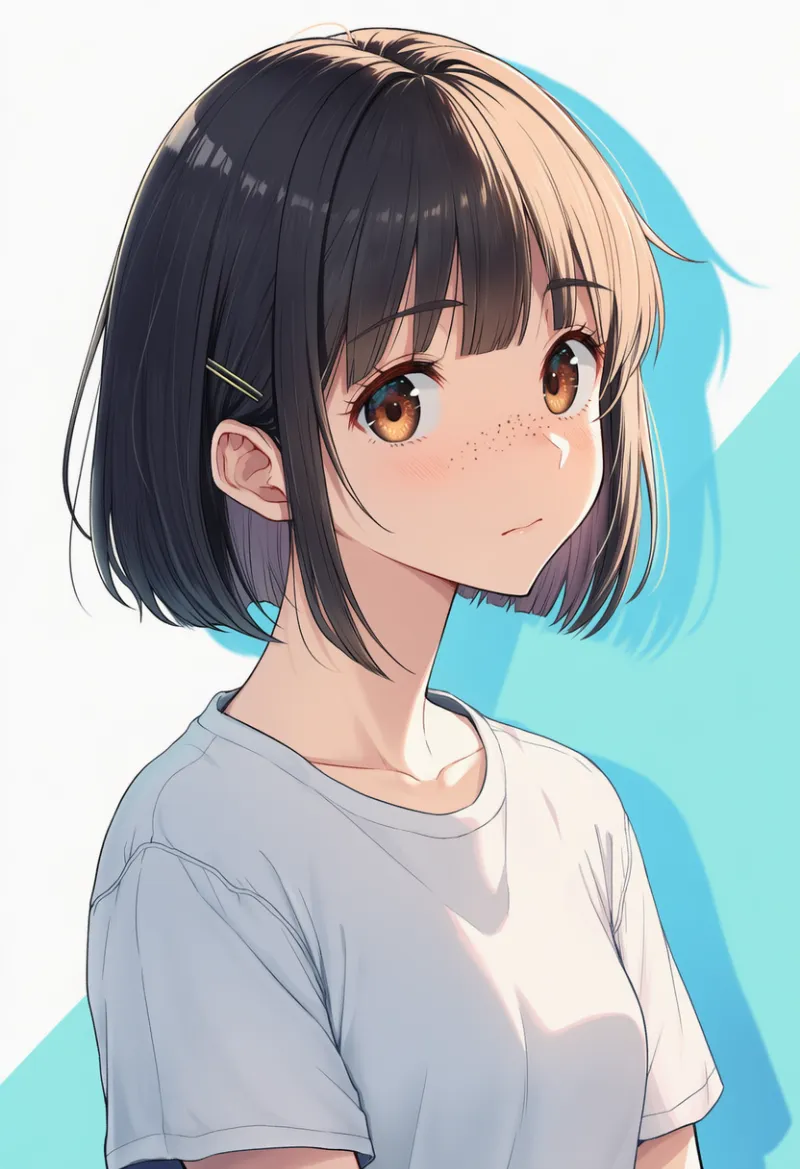 シンプルなヘアピンのAIイラスト(中学生らしい髪型)|プロンプト紹介