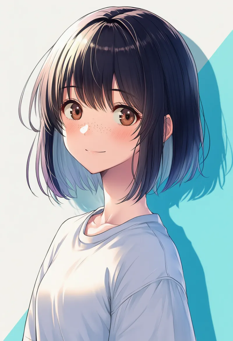 前髪が長めのボブカットのAIイラスト(中学生らしい髪型)|プロンプト紹介