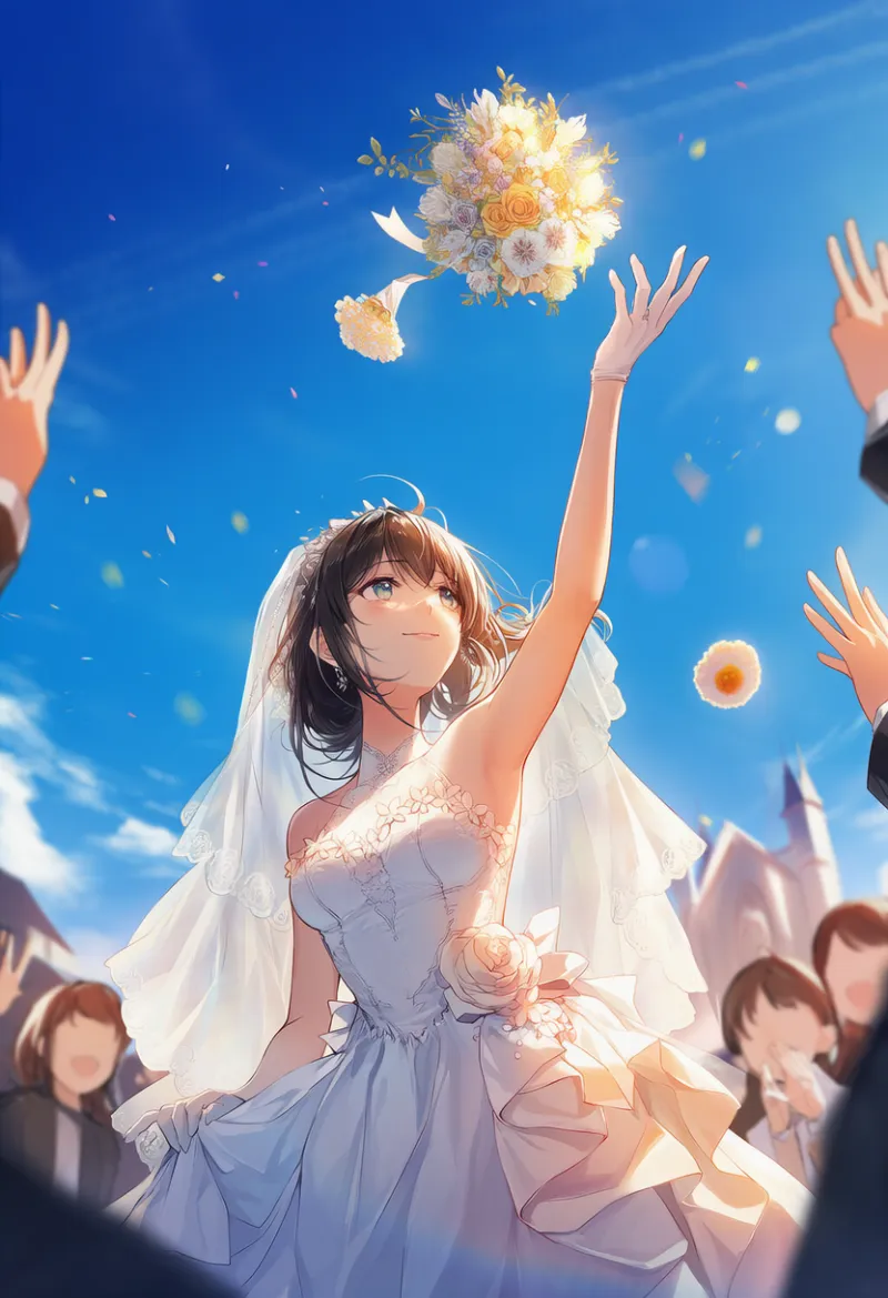 ブーケトスのプロンプトとAIイラスト