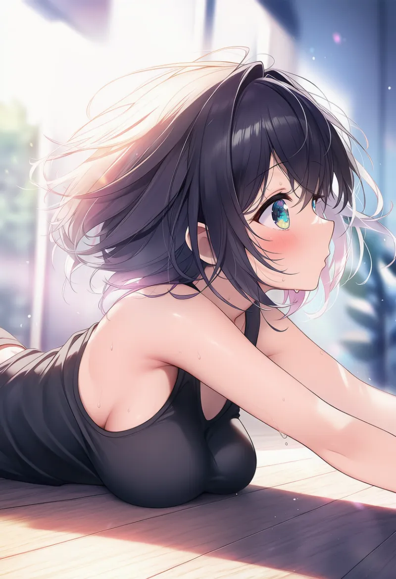 ストレッチで胸が潰れるAIイラストとプロンプト紹介