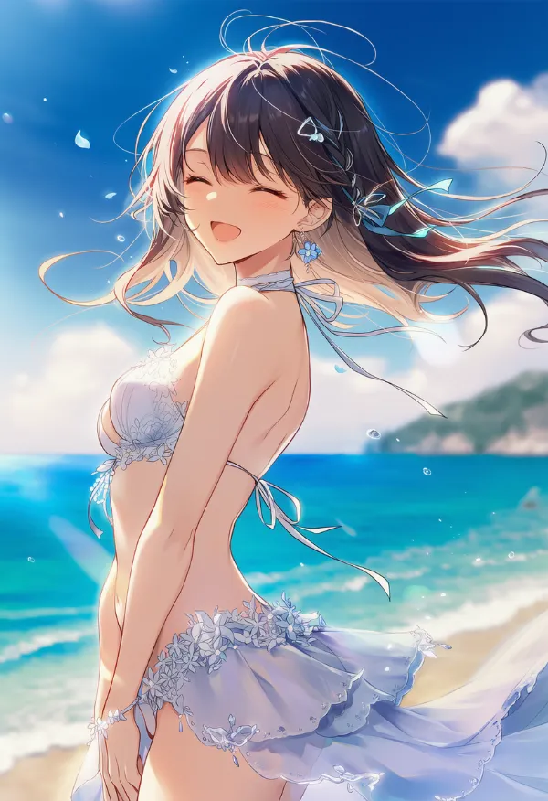 花嫁風の水着のAIイラスト｜プロンプト紹介