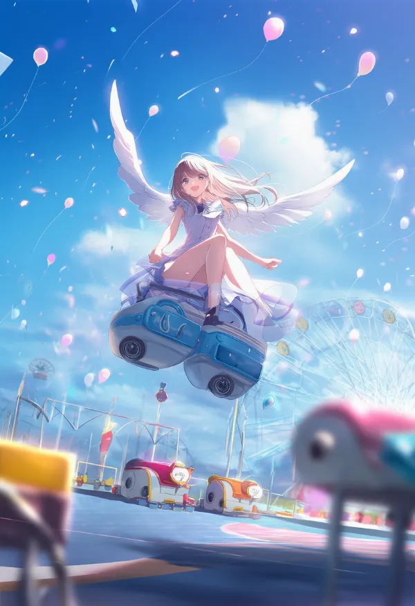 ドッジカーのAIイラスト(遊園地)