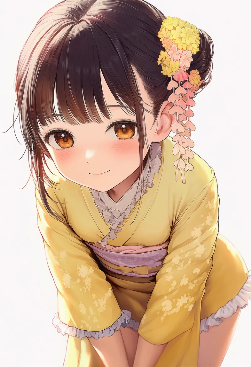 お団子・かんざし付き|和ロリータに合う髪型プロンプト紹介