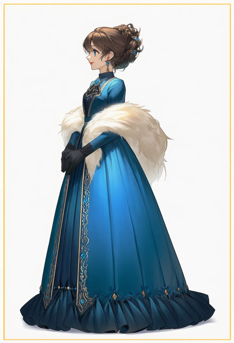 バッスルスカート(bustle skirt)のプロンプトとAIイラストの作例