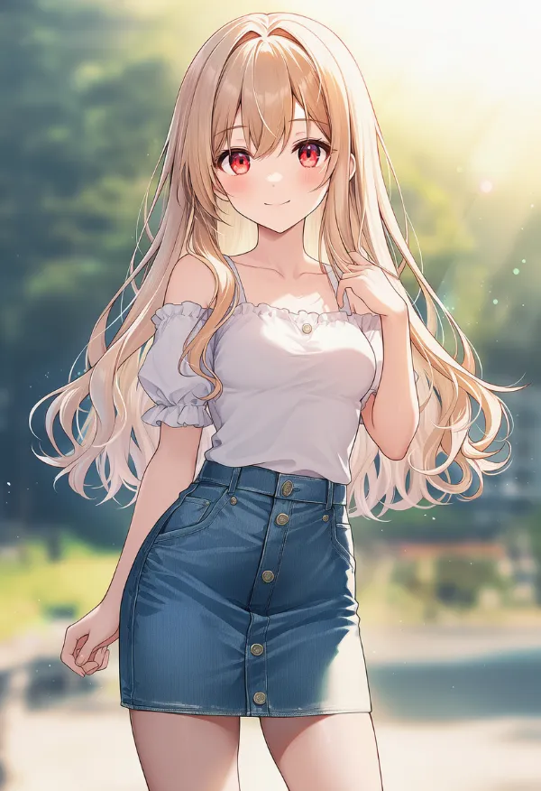 フロントボタンスカートのプロンプト紹介|AIイラスト