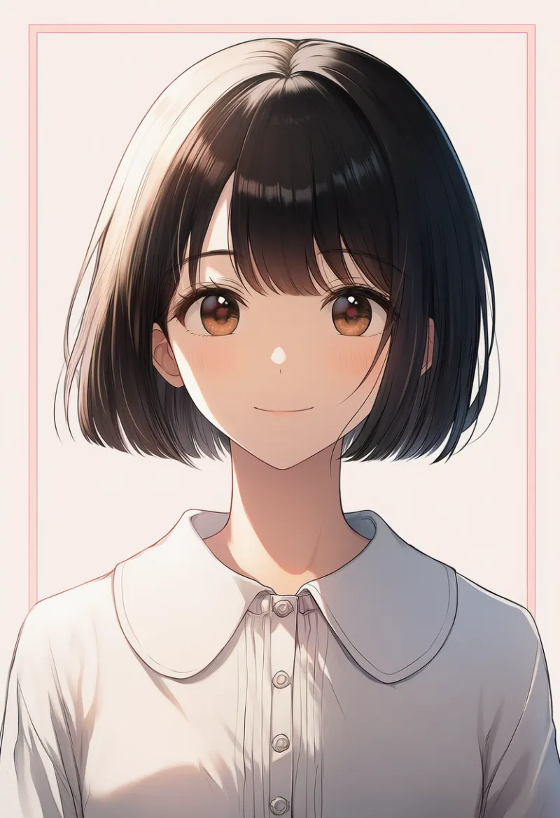 丸襟のブラウスのプロンプト:collared blouse, simple rounded collar|AIイラスト