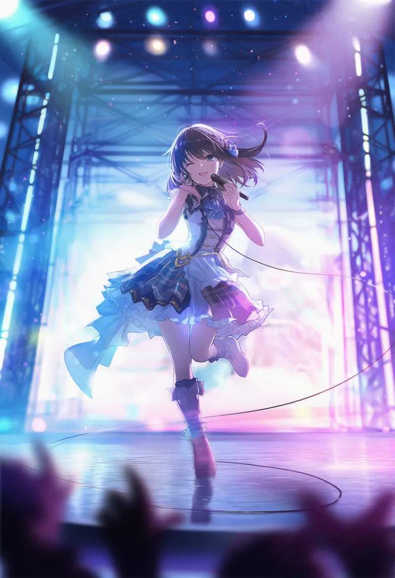 カラフルな多色照明のプロンプト｜アイドルステージのAIイラスト