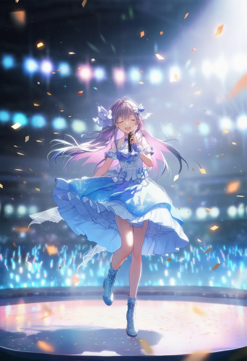 紙吹雪のプロンプト｜アイドルステージのAIイラスト