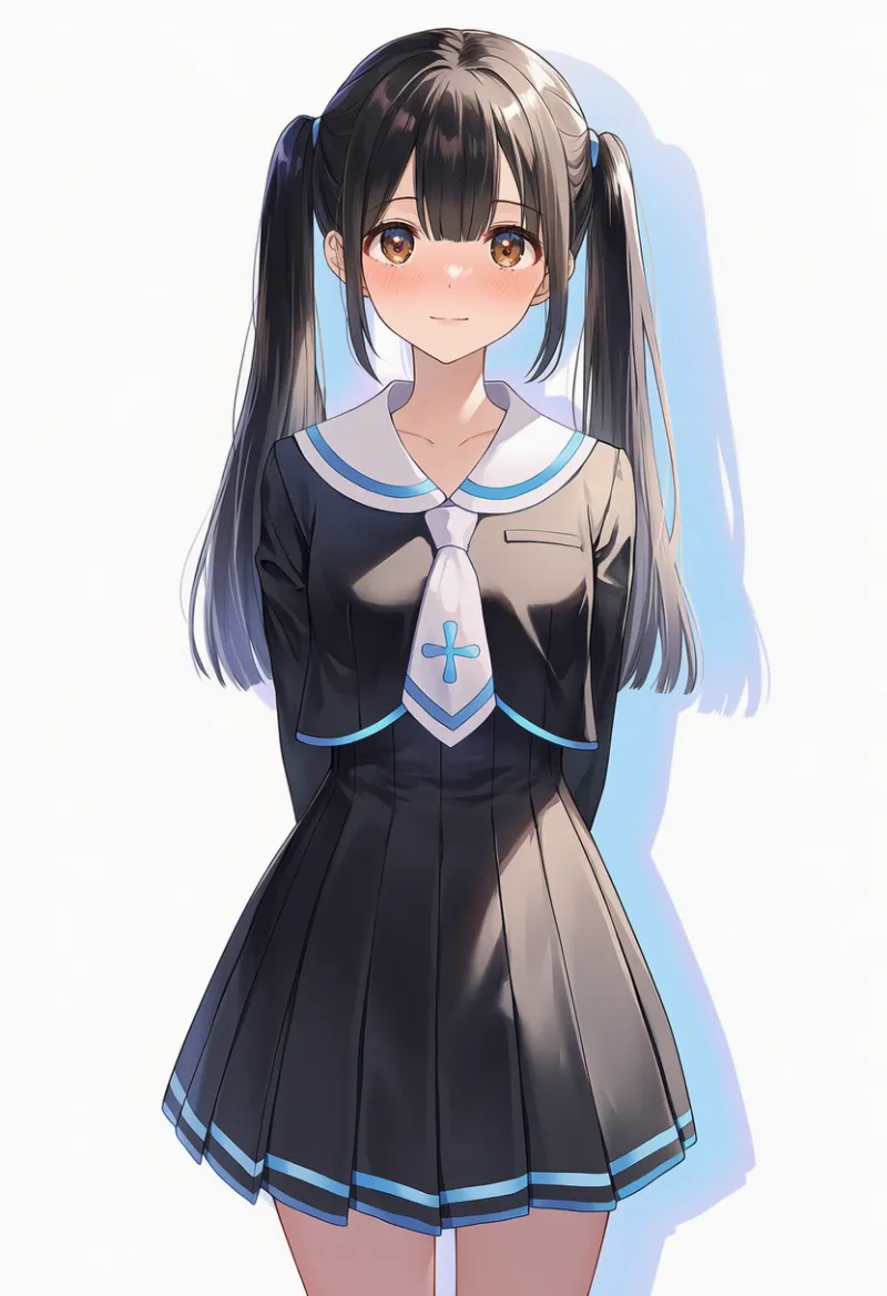 黒×青アクセントのボレロ制服プロンプト|AIイラスト