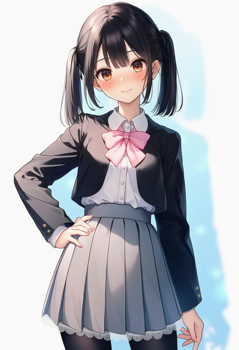 グレーミニスカートのボレロ制服プロンプト|AIイラスト