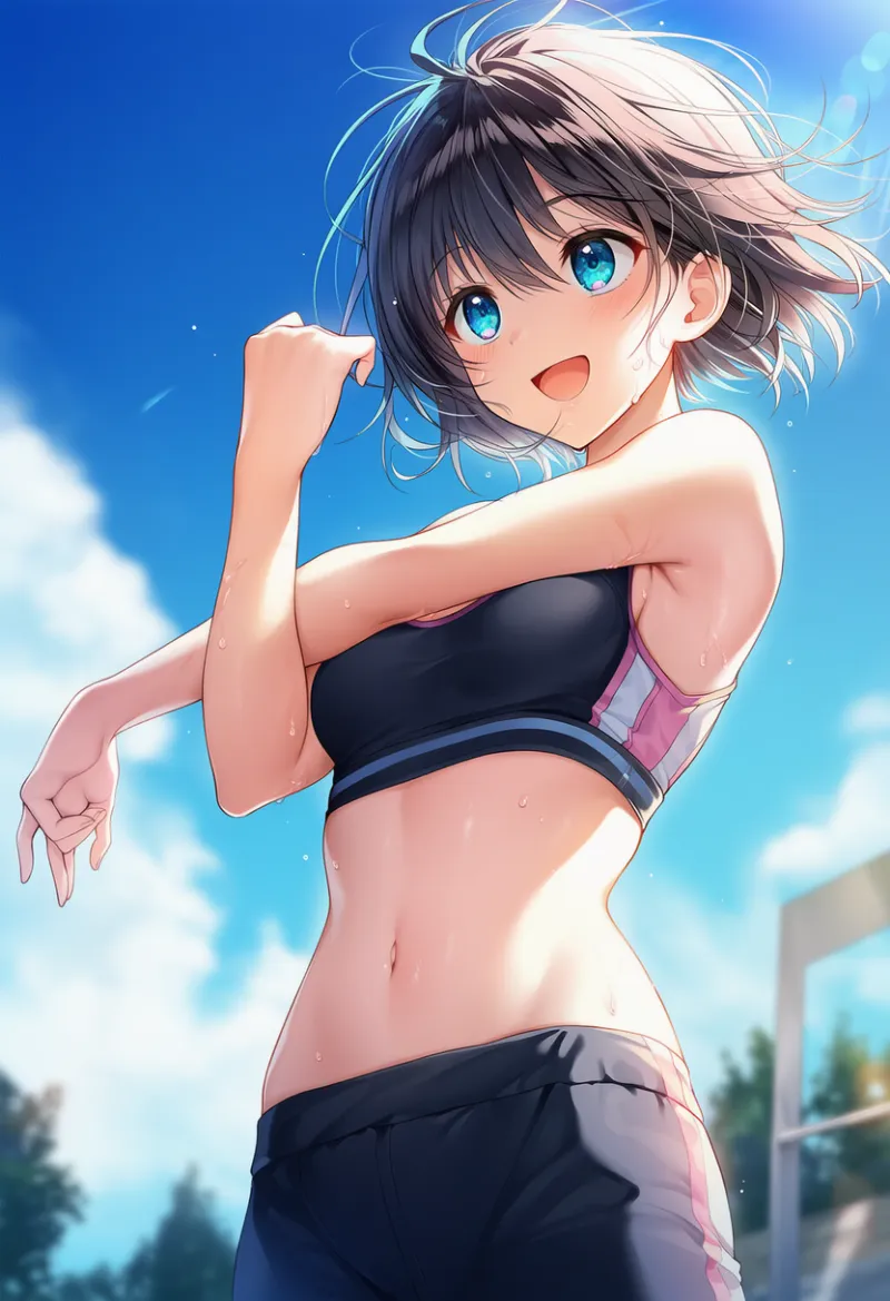 肩ストレッチのAIイラストとプロンプト