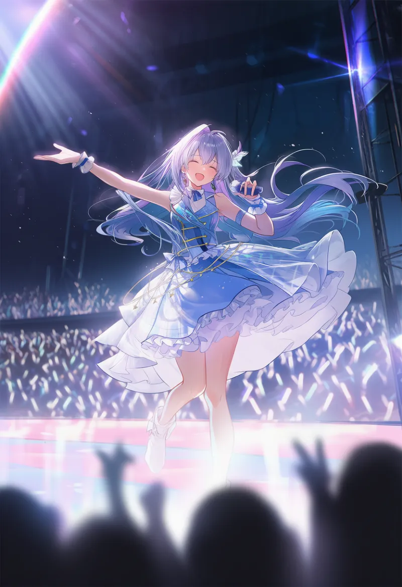 密集した群衆のプロンプト｜アイドルステージのAIイラスト