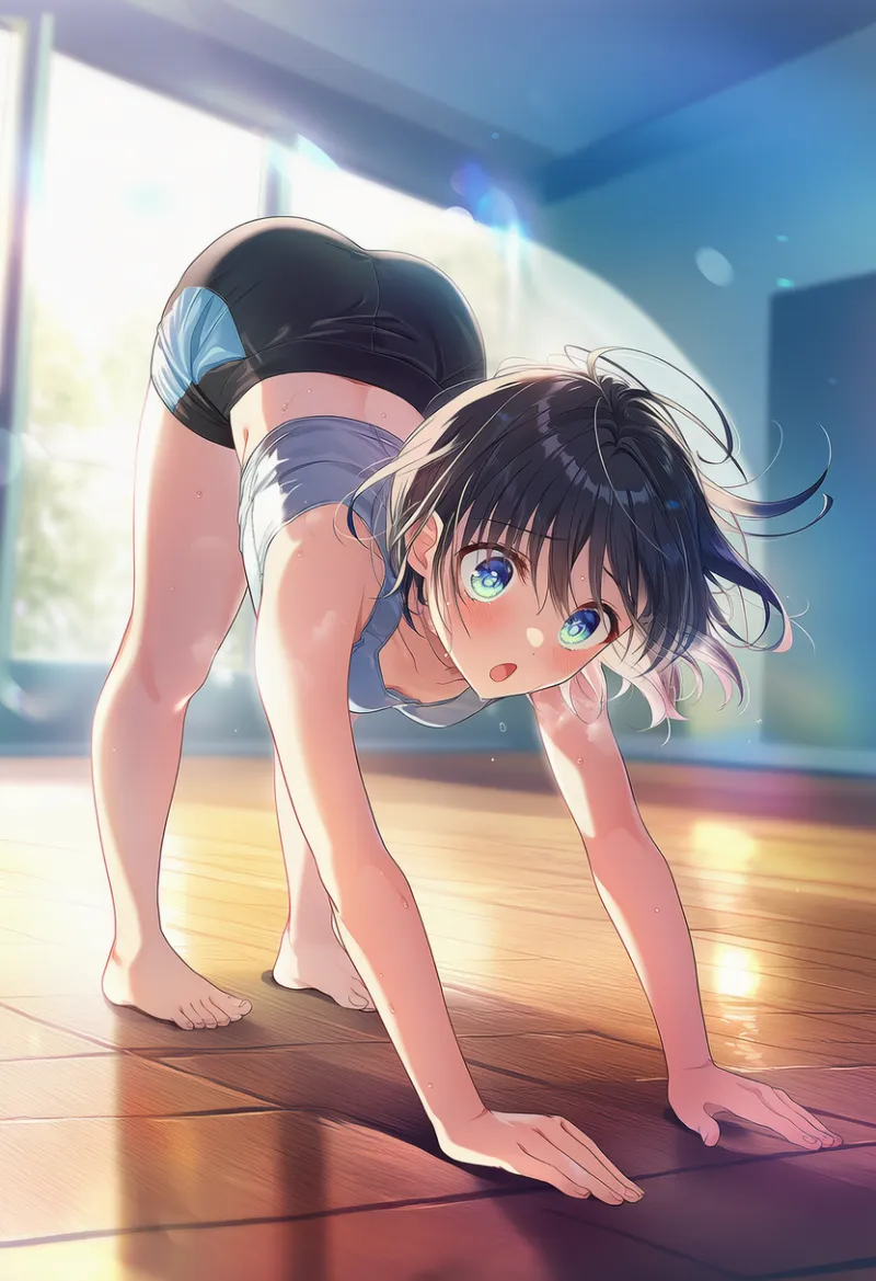 ダウンドッグ（ストレッチ）のAIイラストとプロンプト