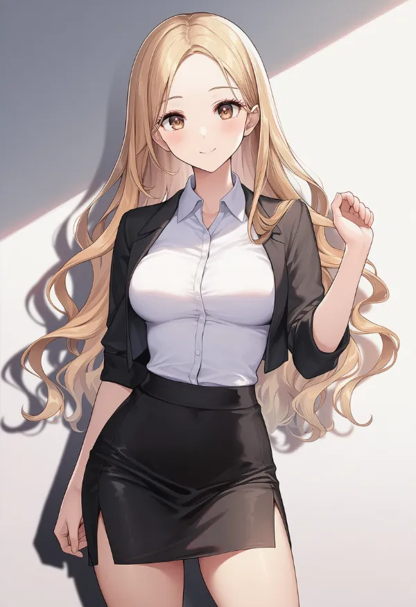 ジャケットとペンシルスカートのAIイラスト