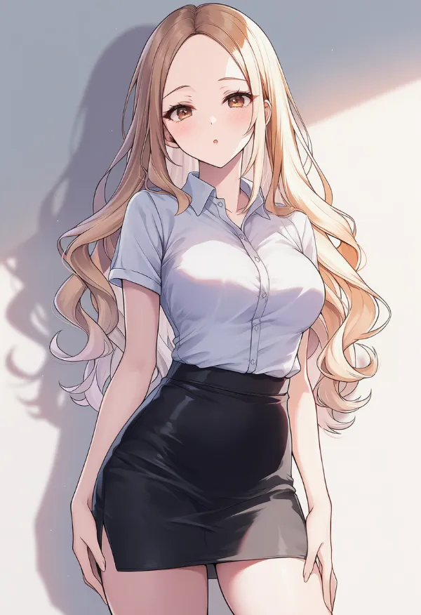 シャツとペンシルスカートのAIイラスト