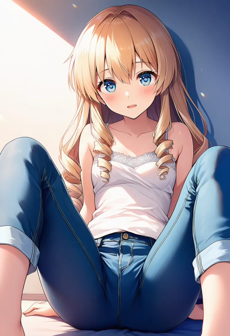 drill sidelocksで動きを作る（M字開脚）AIイラストとプロンプト