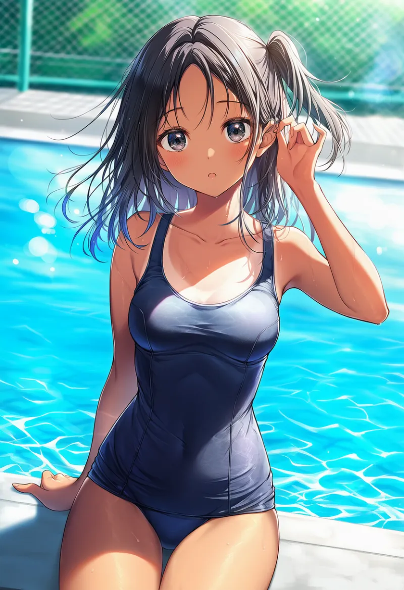 乾いたスク水着のAIイラストとプロンプト紹介