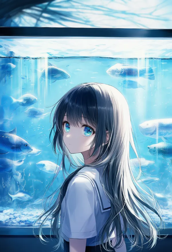 魚水槽のAIイラスト
