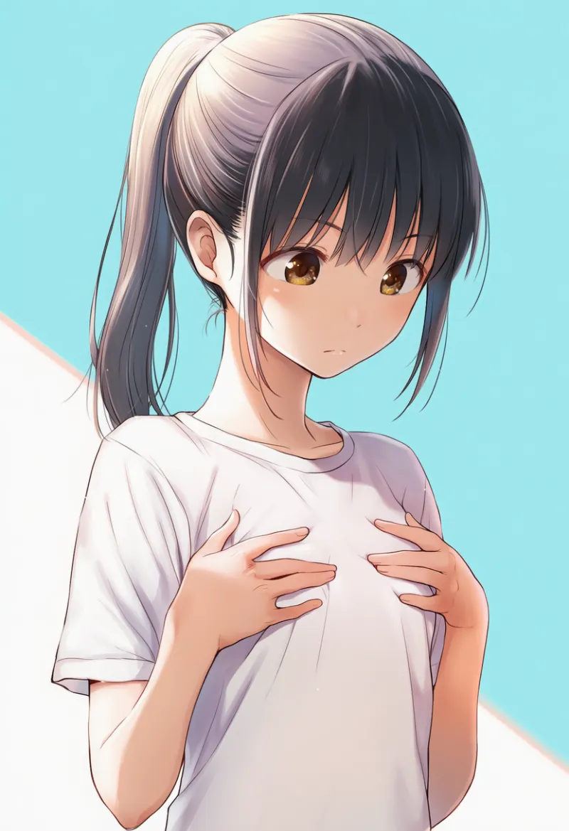 ぺったんこの胸のAIイラスト