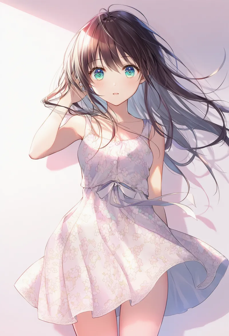 花柄のワンピース|春コーデのAIイラストとプロンプト紹介