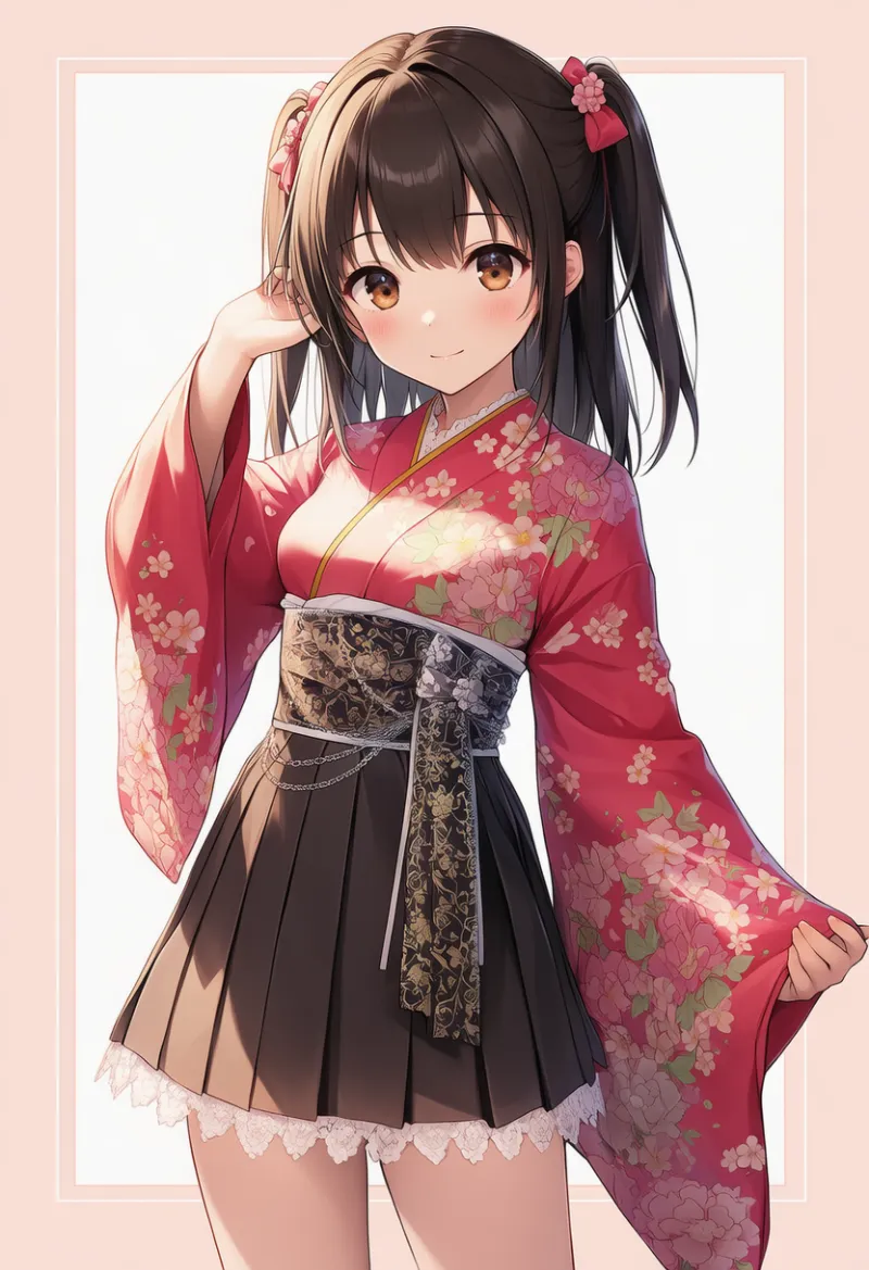 花柄のプリント|和ロリータに合う服装プロンプト紹介