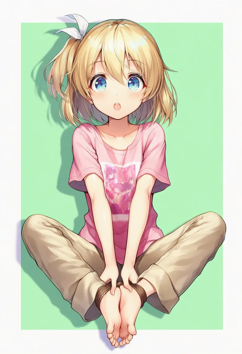 足を縛るポーズのAIイラスト|プロンプト紹介