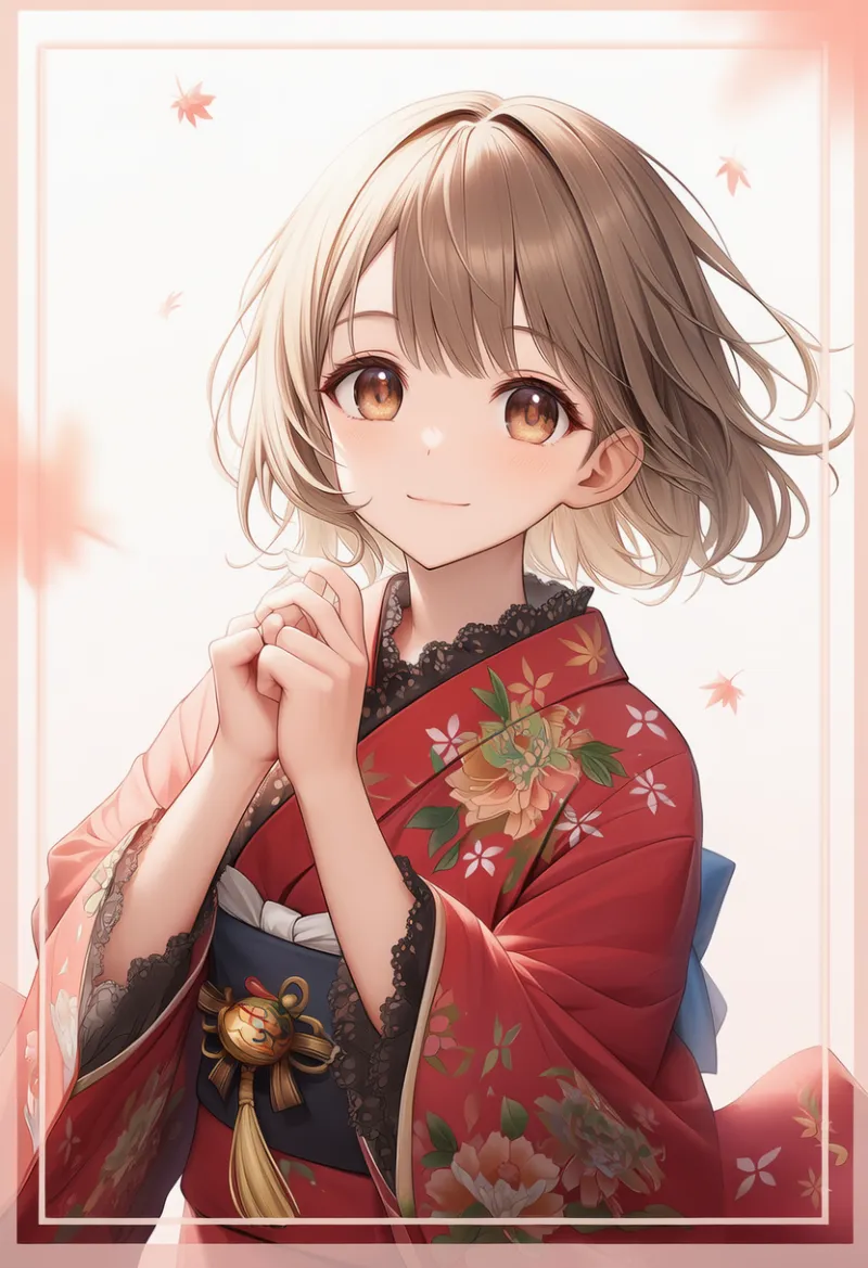 フリル付きの着物|和ロリータに合う服装プロンプト紹介