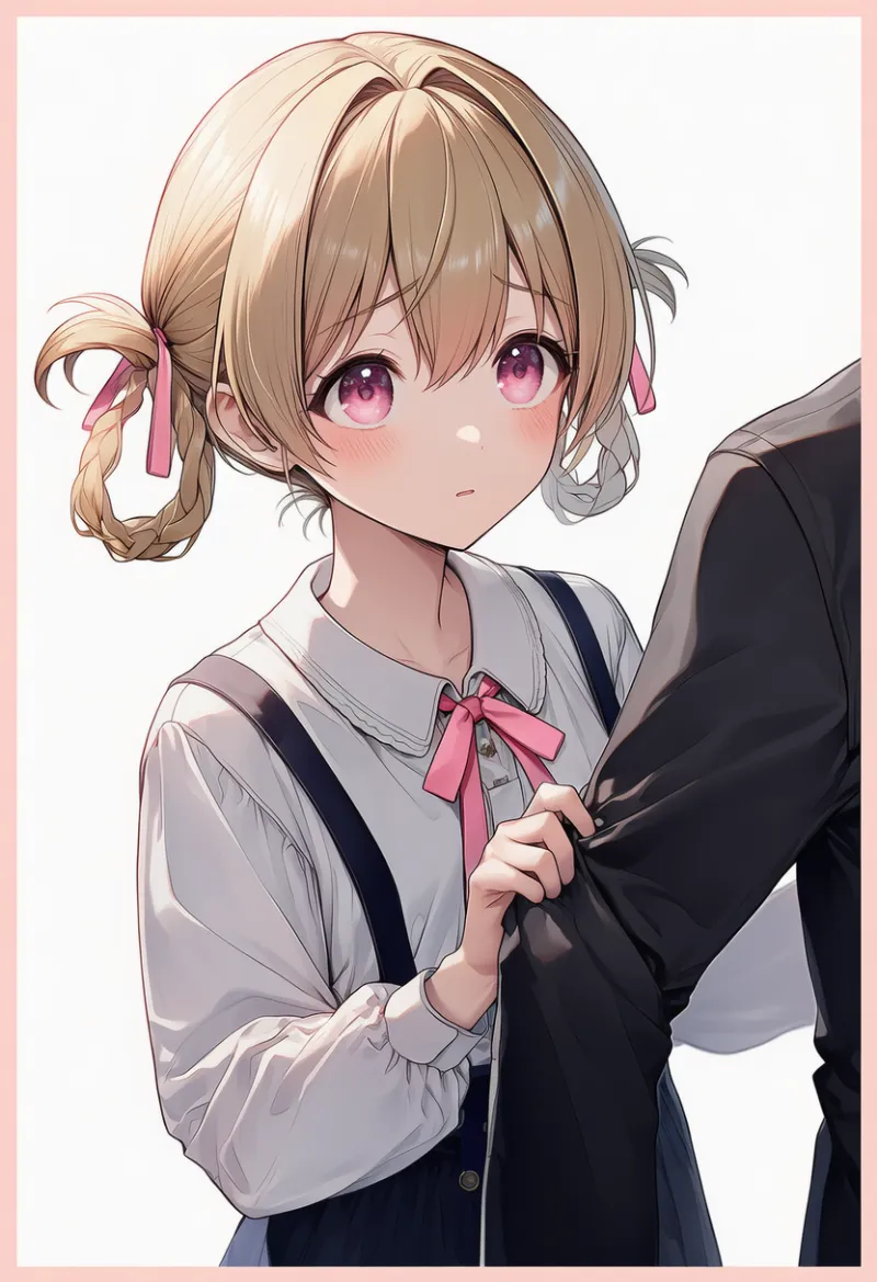 他人の袖をつかむプロンプト｜AIイラスト