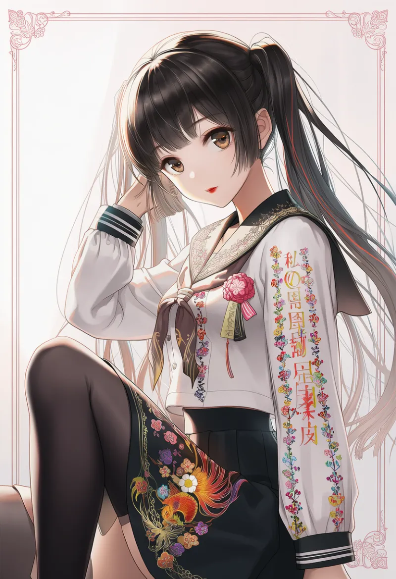 卒ラン卒業コーデのAIイラスト作例