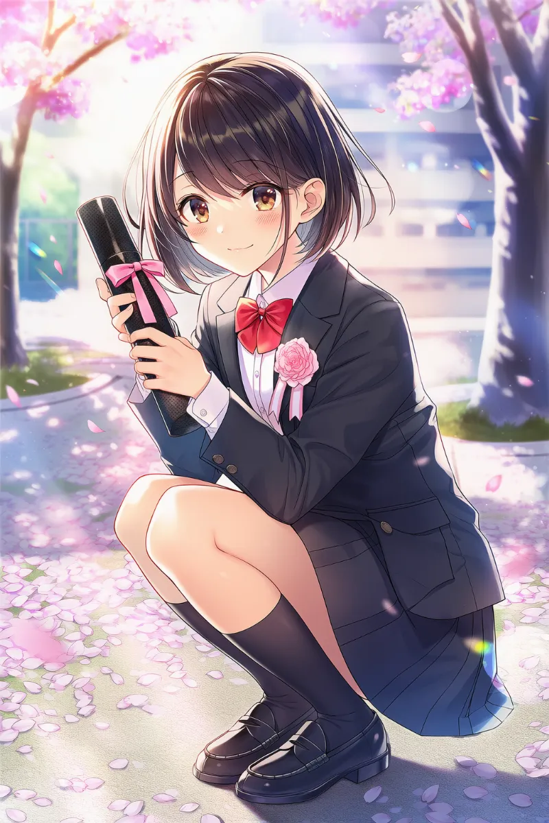 卒業式用のブレザー制服プロンプト｜AIイラスト