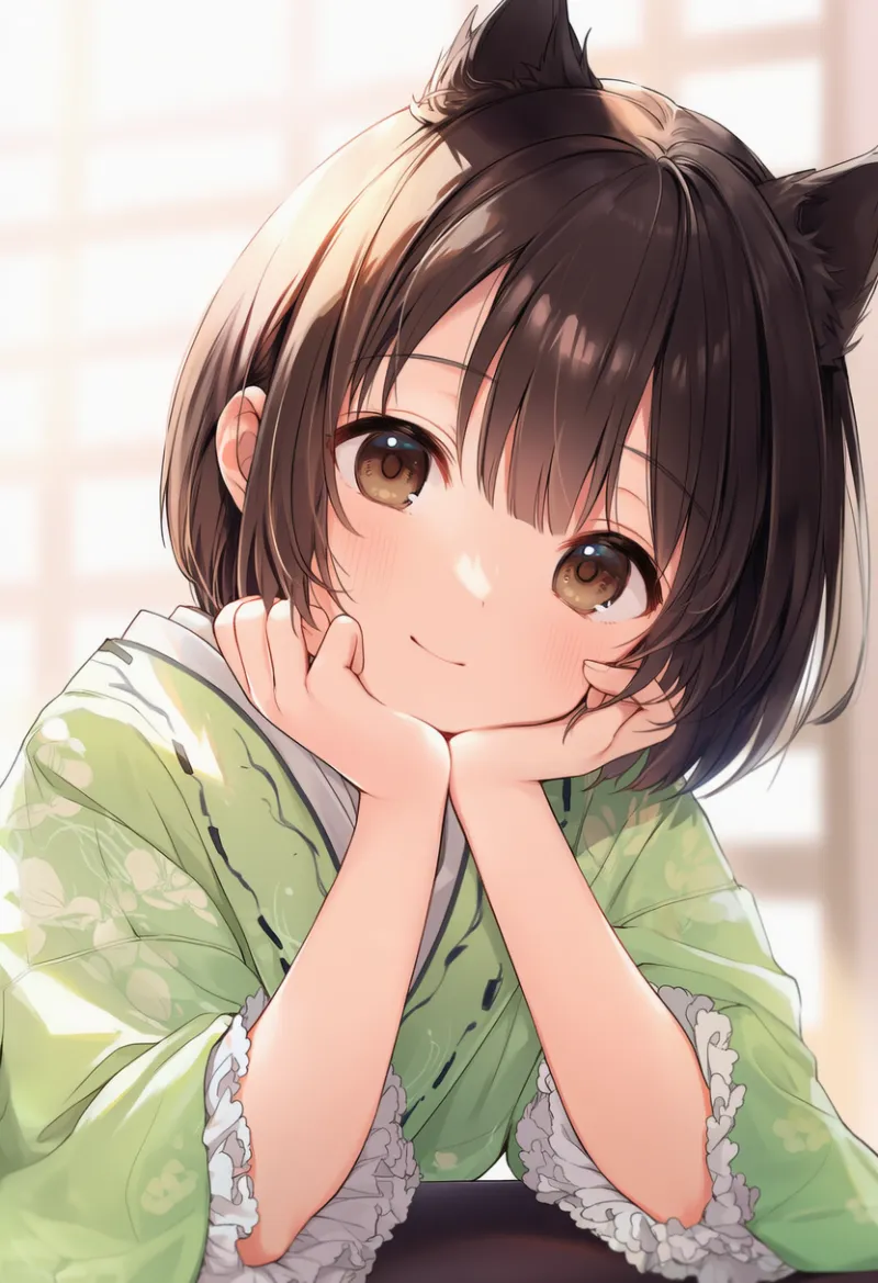 猫耳の髪型|和ロリータに合う髪型プロンプト紹介