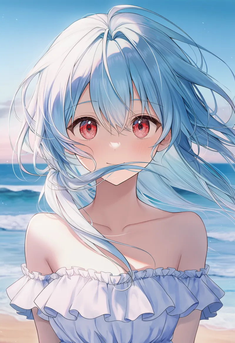 横髪が口元にかかるプロンプトとAIイラスト作例