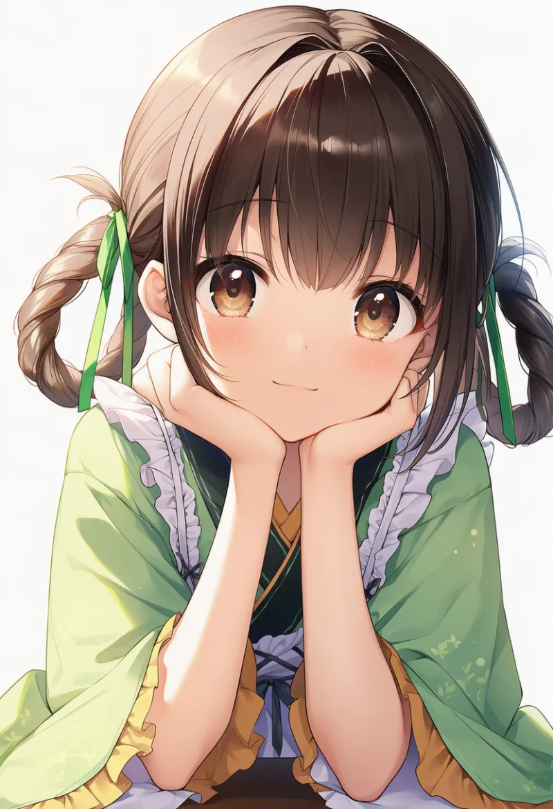 ヘアリング・リボン付き|和ロリータに合う髪型プロンプト紹介