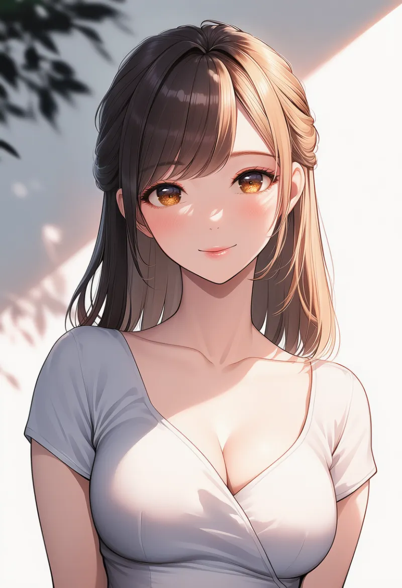 流し前髪のハーフアップヘア｜大人の女性の髪型プロンプト紹介