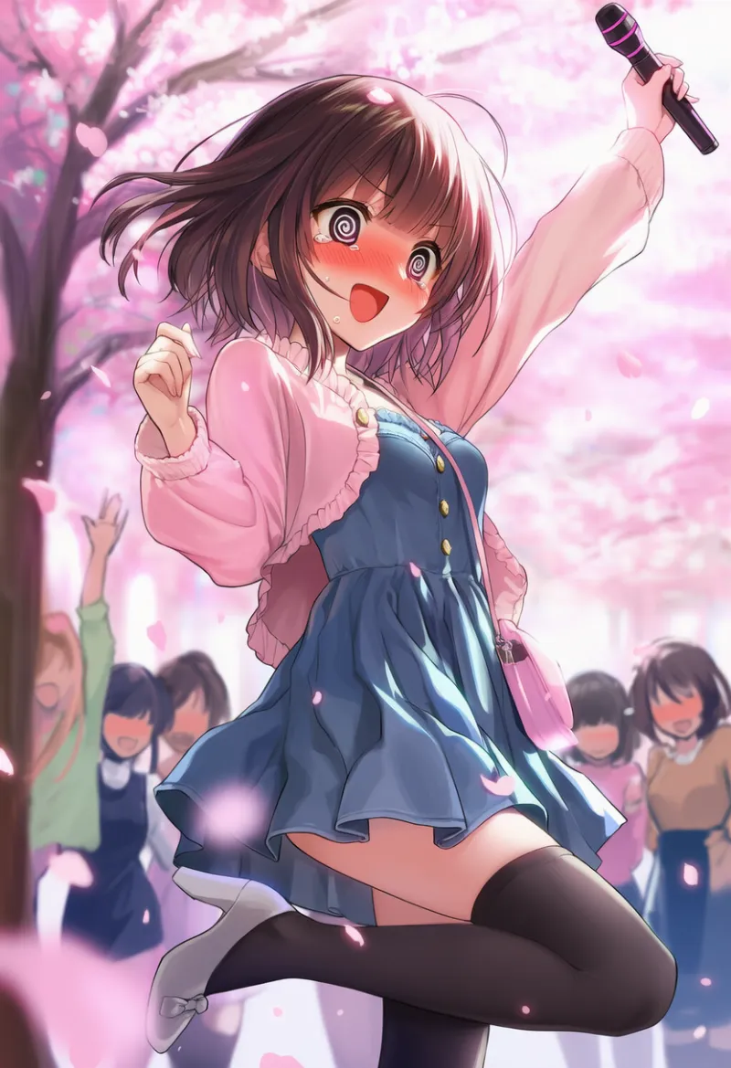 ライブ風パフォーマンスお花見（動きあり）のAIイラスト