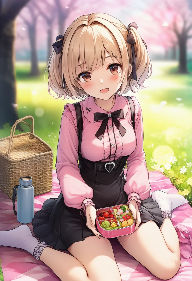 地雷系少女のお花見（ファッション）のAIイラスト