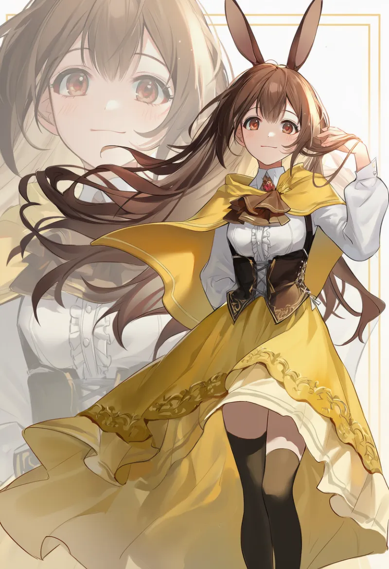 フィッシュテールスカート(high-low skirt)のプロンプトとAIイラストの作例