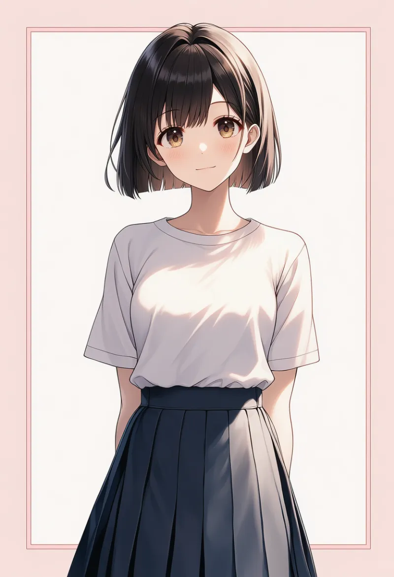 ハイウエストのプリーツスカートのプロンプト:high-waist skirt, pleated skirt|AIイラスト