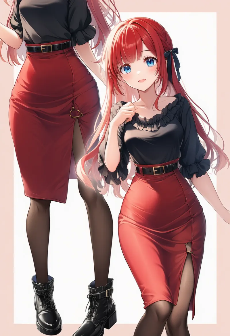 ホブルスカート(hobble skirt)のプロンプトとAIイラストの作例