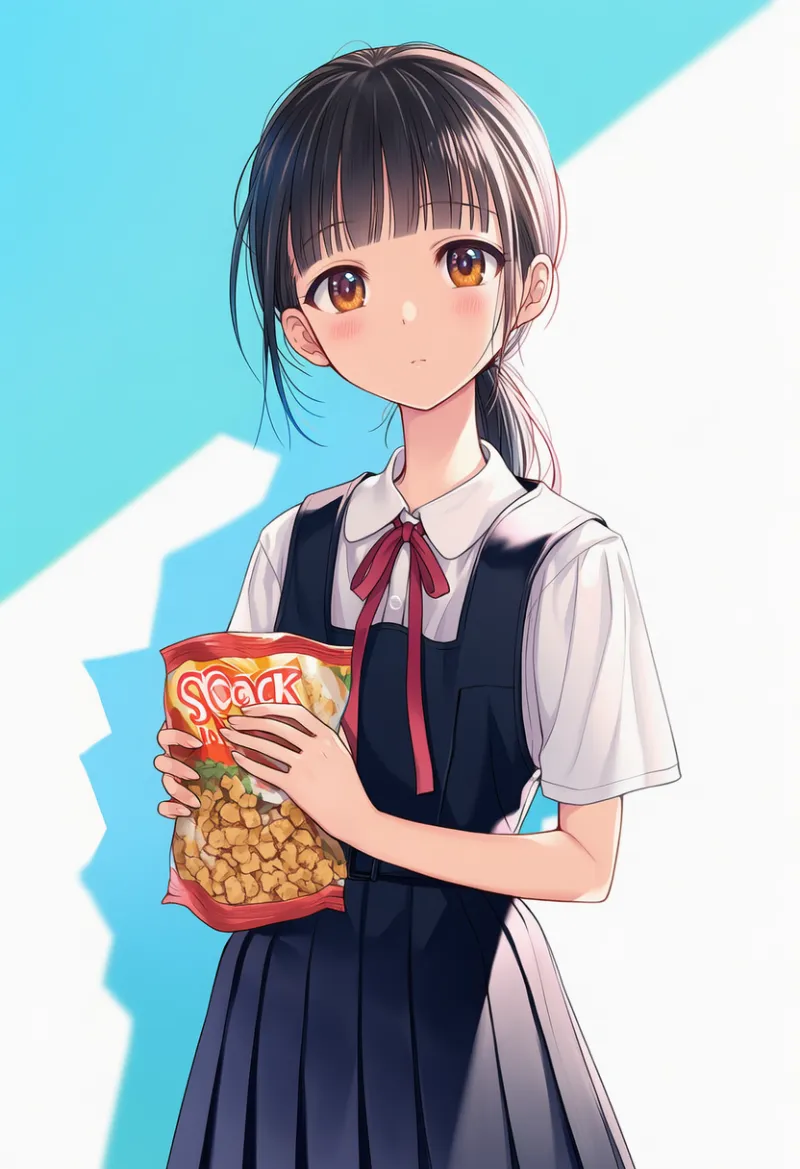 スナック菓子のAIイラスト(中学生の持ち物)|プロンプト紹介