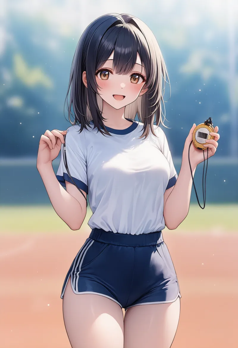 ストップウォッチを持つAIイラスト｜プロンプト紹介