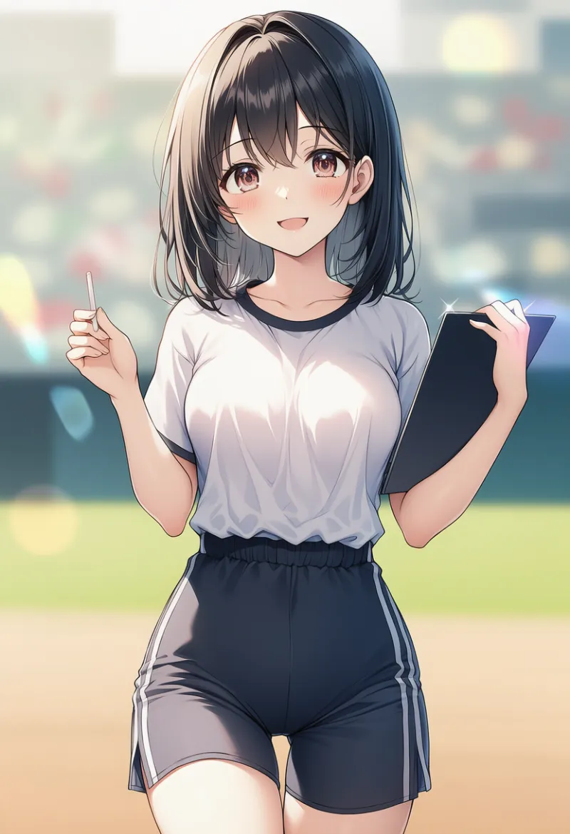 スコアブックを持つAIイラスト｜プロンプト紹介（野球部マネージャー）