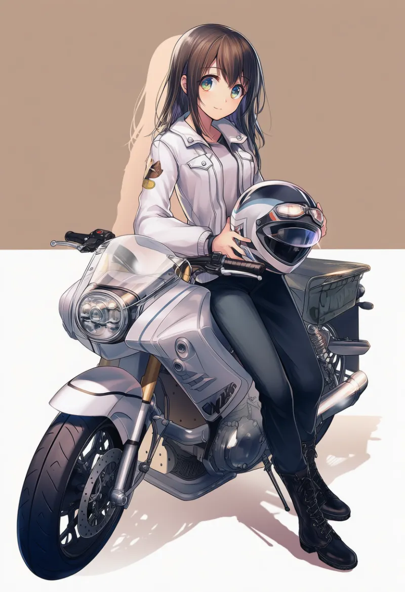 ヘルメットを持つポーズのプロンプトとAIイラスト