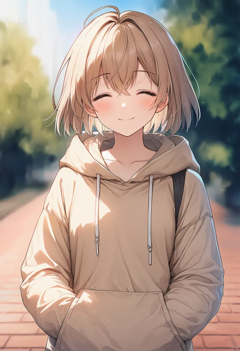 パーカーのポケットに手を入れるポーズのプロンプトとAIイラスト