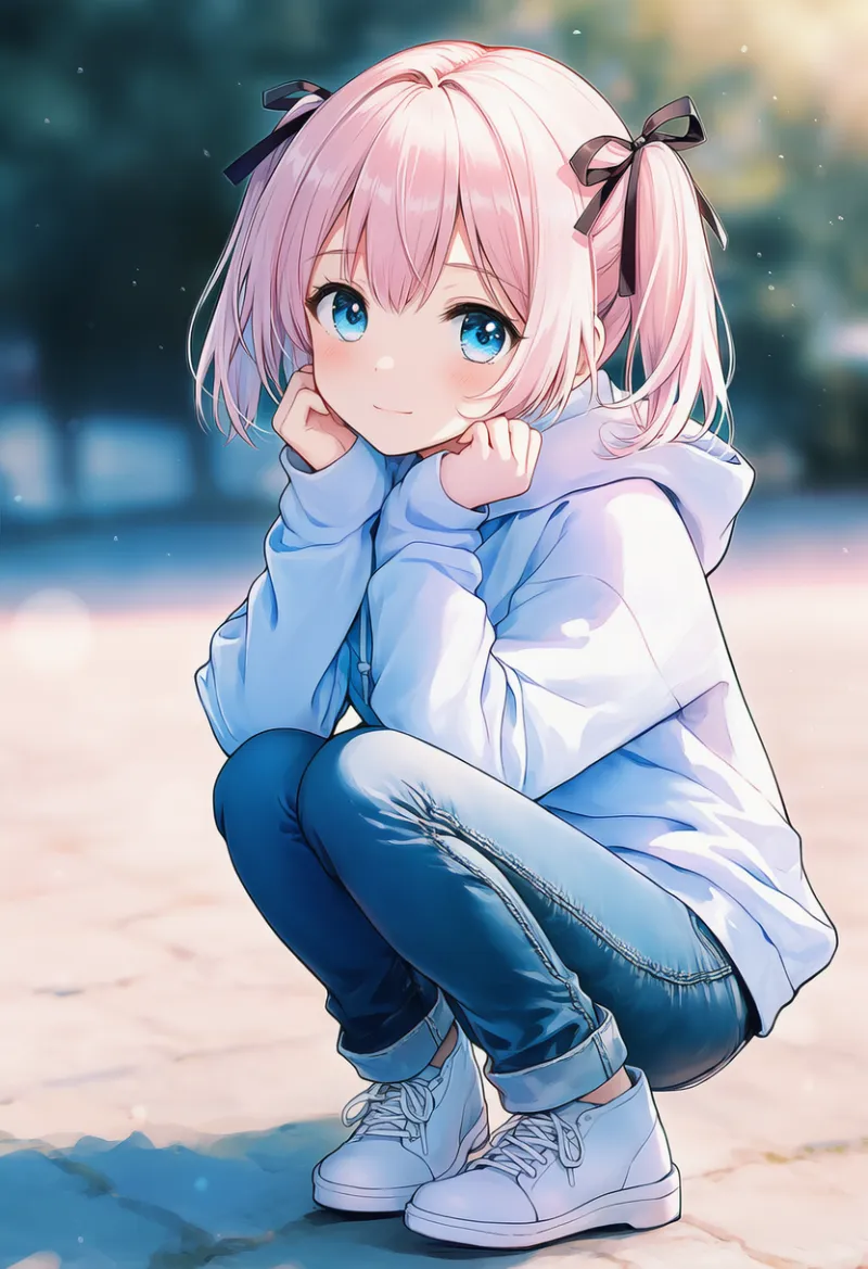 パーカーとジーンズの組み合わせプロンプトとAIイラスト