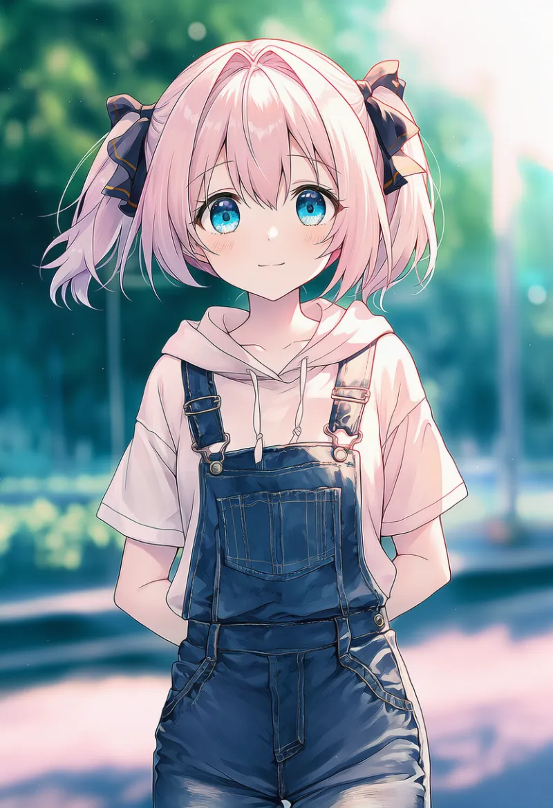 パーカーとオーバーオールの組み合わせプロンプトとAIイラスト